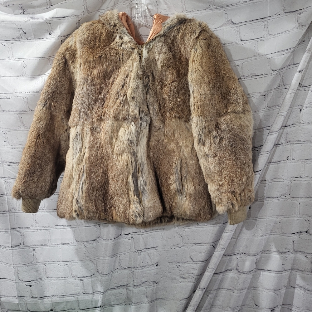 Rabbit Fur Coat in Brown